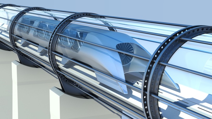 Hyperloop-Kapsel in Vakuumröhre