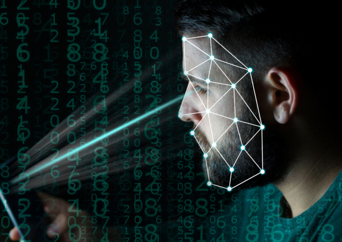 Biometrische Gesichtsscannung durch Mobiltelefon