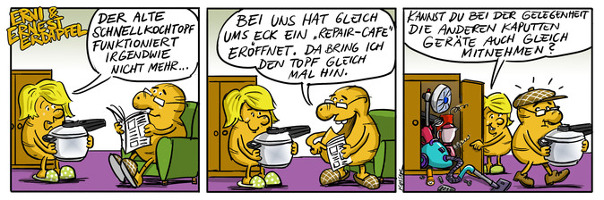 Comic-Strip mit Erni und Ernest Erdapfel