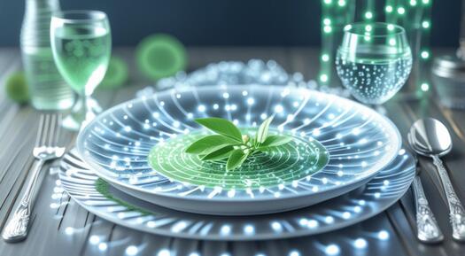 Gedeck futuristisch dargestellt mit Lichteffekten