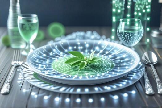 Gedeck futuristisch dargestellt mit Lichteffekten