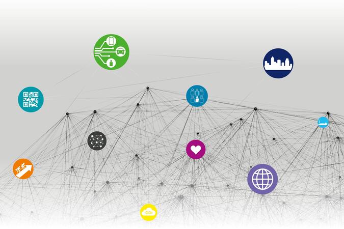 Verknüpfung von verschieden Symbolen von Megatrends