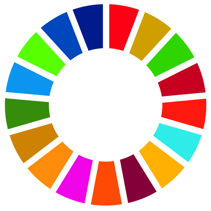 Logo SDG Farben-Rad - 17 Farben kreisförmig angeordnet mit leerem Innenkreis