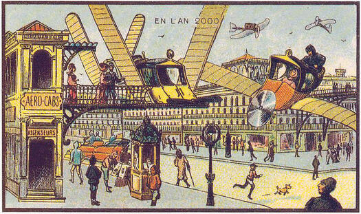 Aero-Cab Station En L'An 2000: Farbige Illustration aus 1900 einer Zukunftsvision mit Lufttaxis